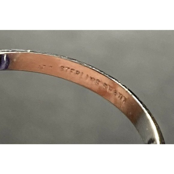 Vintage Ring Size 6 Sterling Silver Cut Quartz Shank Ornate - Picture 6 of 7